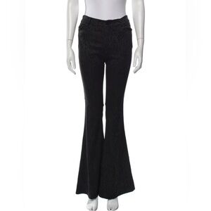 Alice + Olivia Stacey Flared Trouser Jean Damask Black Career Bus Casual Size 4